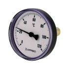 Bimetall-Zeigerthermometer 0-120&deg;C 40 mm F&uuml;hler mit 63 mm Geh&auml;use