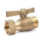 Water meter ball valve 1/2&quot; ET x 3/4&quot; union nut straight
