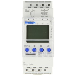 Theben TR610 TOP3 digit. timer, DIN rail 2 HP, 1-channel, 230V, 2600W 6100100