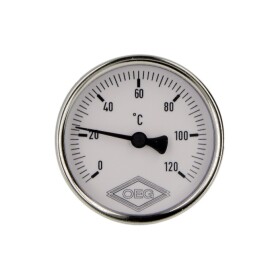 Bimetal dial thermometer 0-120°C 75 mm sensor with 63...