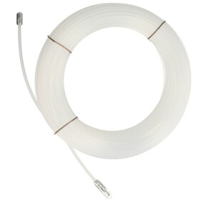 Tire-fil 20 m avec anneau/ressort &Oslash; 3 mm nylon, blanc