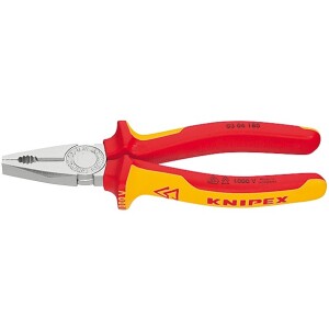 KNIPEX VDE combination pliers 180 mm insulated, chrome-plated head, 03 06 180 0306180