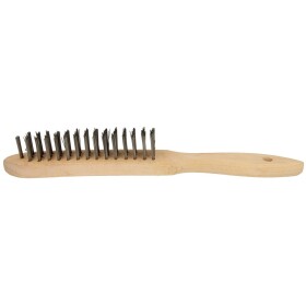 Wire brush steel , 3 rows wooden handle 280 mm