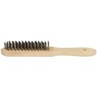 Wire brush steel, 4 rows wooden handle 290 mm