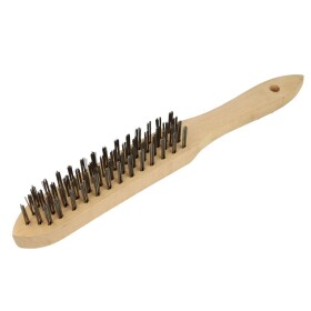 Wire brush stainless steel, 4 rows wooden handle 290 mm