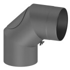 Elbow 90&deg; stove pipe &Oslash; 130 mm with clean-out opening cast-grey