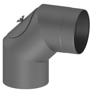 Coude pivotant Ø 150 mm pour tuyau de poêle 0-90° avec porte fonte grise