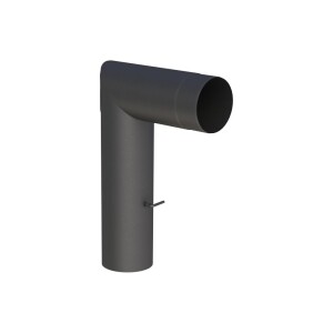 Knee-type stove pipe Ø 130 x 300 mm with throttle flap and door black