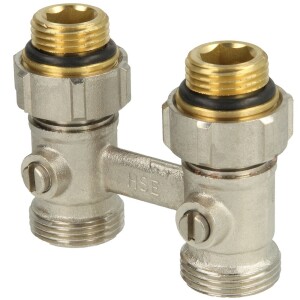 Valve block ½" x ¾" and ¾" Euro cone straight version without bybass valve