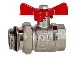 Manifold ball valve 1" self-sealing connection 1" red handle