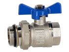 Manifold ball valve 1&quot; self-sealing connection 1&quot; blue handle