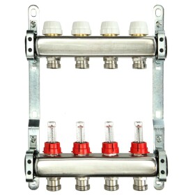 R&eacute;partiteur chauffage sol 4 circuits acier inoxydable