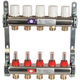 Underfloor heating manifold 5 circuits stainless steel