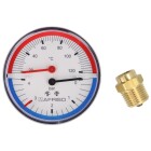 Thermal pressure gauge 0-2.5-4 bar 20-120&deg; C 80 mm axial &frac12;&quot;