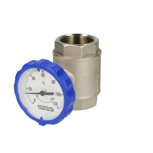 Simplex ball valve ¾" IT with thermometer blue F10119