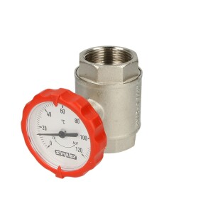 Simplex Ball valve ¾" IT with thermometer red F10118
