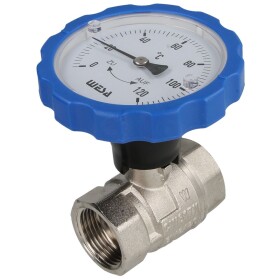 WESA-ISO-Therm ball valve blue 1" IT thermometer handle