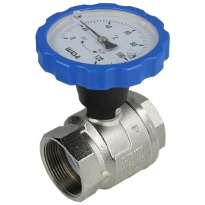 WESA-ISO-Therm ball valve blue 1½" IT thermometer handle