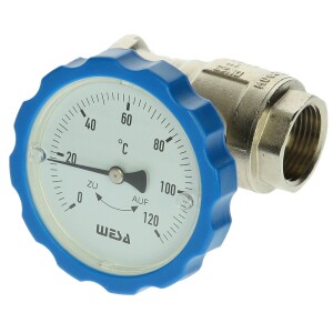 WESA-ISO-Therm pump ball valve 1" with thermometer handle blue