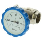 WESA-ISO-Therm robinet &agrave; bille p. pompe 1, avec poign&eacute;e thermom&egrave;tre bleu
