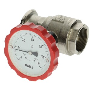 WESA-ISO-Therm pump ball valve 1¼" with thermometer handle red
