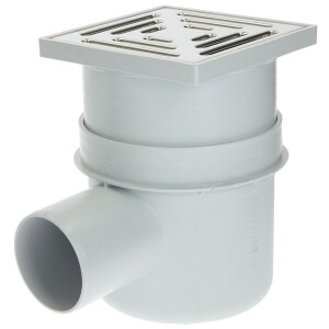 Cellar drain 15 x 15 cm horizontal DN 70 stainless steel cover