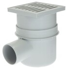 Cellar drain 15 x 15 cm horizontal DN 100 plastic grate