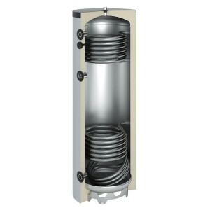 OEG Buffer storage tank 150 litres with 2 smooth pipe heat exchangers