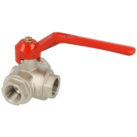 Three-way socket ball valve PN 16, T bore, R 1/2&quot;