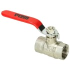 Brass DIN ball valve 1/4&quot; IT/IT, PN 40 with steel sheet lever, red