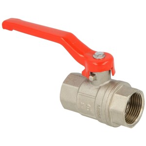 Brass ball valve 2" IT/IT, MS 58 with steel lever, red, PN 25
