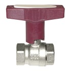 Brass ball valve 3/8&quot; IT/IT, DN 10 with ISO-T handle, red, PN 25, MS 58