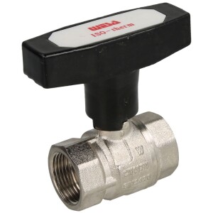Brass ball valve 3/4" IT/IT, DN 20 with ISO-T handle, red, PN 25, MS 58