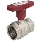 Brass ball valve 1 1/2&quot; IT/IT, DN 40 with ISO-T handle, red, PN 20, MS 58