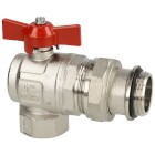 Brass angle ball valve 1&quot; IT x 1&quot; ET with wing handle red, PN 10