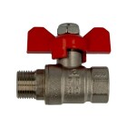 Brass ball valve 3/8&quot; IT/ET with wing handle red, PN 25, MS 58