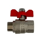 Brass ball valve 1/2&quot; IT/ET with wing handle red, PN 25, MS 58