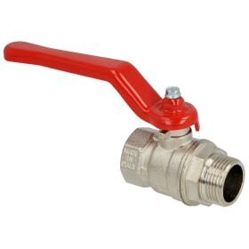 Brass ball valve 1/2 IT/ET with steel lever red, PN 25