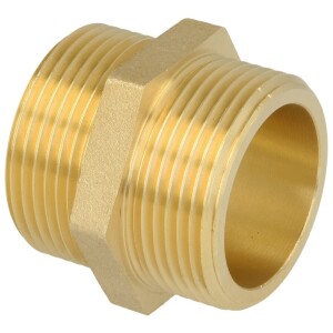 Double nippel ET/ET 1/2" with hexagon brass bright
