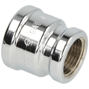 Double socket reducing IT/IT 1/2" x 3/8" chrome-plated brass