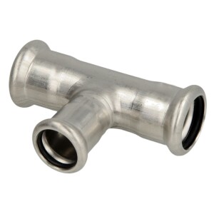Stainless steel press fitting T-piece reduced 18x15x18 F/F/F with M-contour