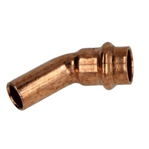 Press fitting copper elbow 45° 12 mm F/M contour V