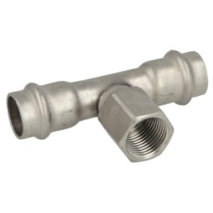Stainl. steel press fitting T-piece outlet,18 mm x½"x 18 mm I/IT/I,V profile