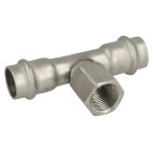 Stainl. steel press fitting T-piece outlet,18 mm x&frac12;&quot;x 18 mm I/IT/I,V profile