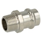 Stainless steel press fitting adapter piece, 42 mm I x 1&frac12;&quot; ET with V profile