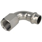 Stainless steel press fitting transition bend 90&deg;, 15 mm x &frac12;&quot; IT with V profile
