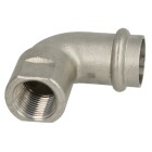Stainless steel press fitting adapter bend, 15 mm I x &frac12;&quot; IT with V profile