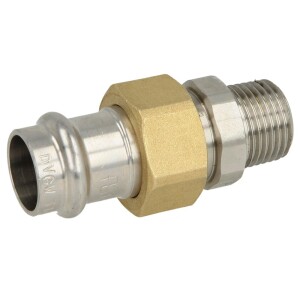 Stainless steel press fitting screw connection 15 mm I x ¾" ET, V profile