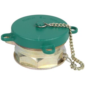 Filler pipe lid 2 x 2½", green, with label "Low-sulphur EL heating oil", PAPP