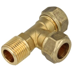 MS compression fitting T-piece/ET for pipe-Ø 15 x 15 x 1/2" mm
